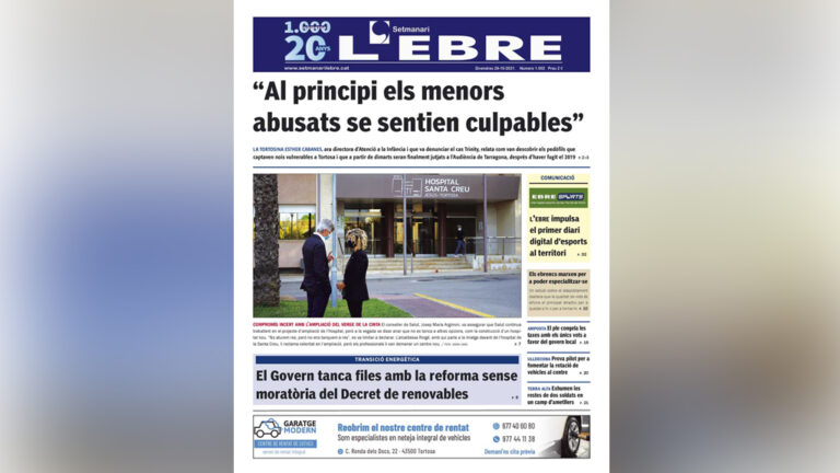 El judici als dos caps del cas Trinity d’abús sexual a menors, a la portada en paper del Setmanari L’EBRE