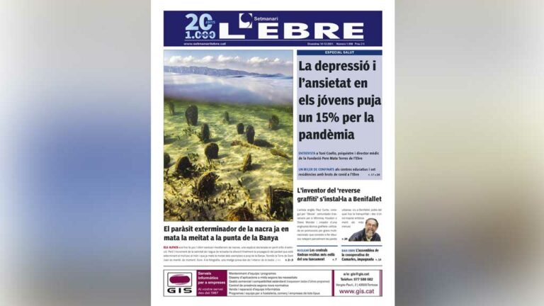 La mortalitat de nacres als Alfacs i les depressions creixents entre els jóvens, a la portada en paper Setmanari L’EBRE