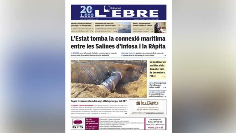 El ‘no’ de l’Estat al nou moll d’Infosa, a la portada de l’edició en paper del Setmanari L’EBRE