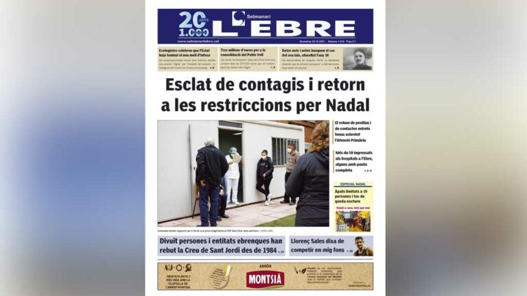 L’escalada de contagis, a la portada de l’edició en paper del Setmanari L’EBRE