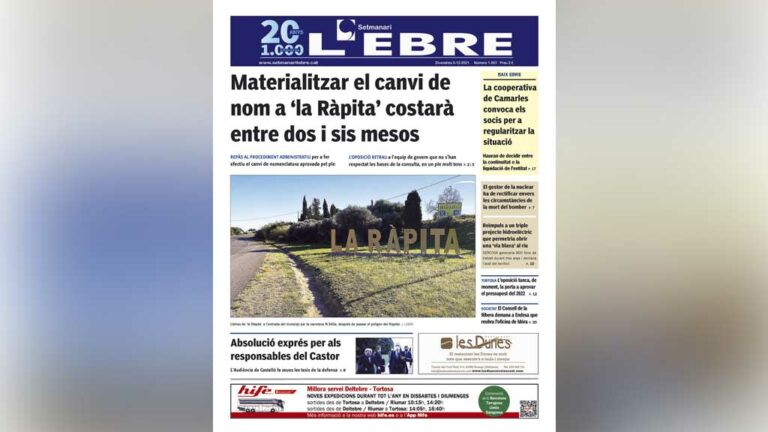 El procés per a completar el canvi de nom a La Ràpita, a la portada en paper Setmanari L’EBRE