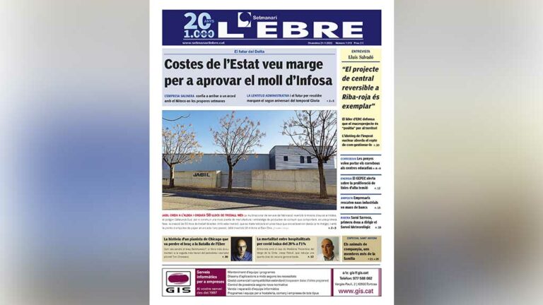 La viabilitat del moll d’Infosa i la nova injecció de Jabil, a la portada en paper del Setmanari L’EBRE