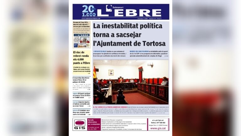 La crisi política a l’Ajuntament de Tortosa, a la portada de l’edició en paper del Setmanari L’EBRE