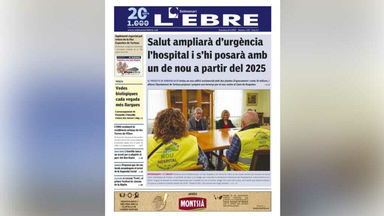 El doble anunci sobre el futur hospitalari, a la portada de l’edició en paper del Setmanari L’EBRE