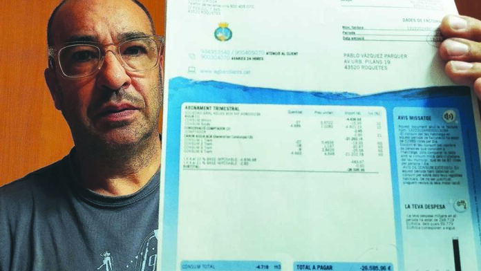 Facturats 30.000 euros d’aigua per 6 mesos a un veí de Roquetes per una fuita, i n’haurà d’assumir 8.000