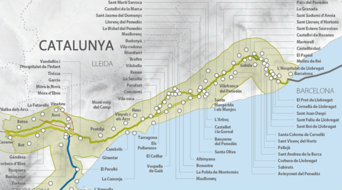 Traçat de les infraestructures d’Enagás a les Terres de l’Ebre i el Camp de Tarragona